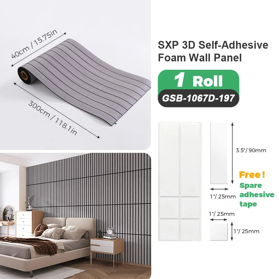 1 Roll Self-Adhesive Grid Wall Sticker SXP Wallpaper Sticker 15.75x118.11inch(12.91 Sq.Ft) Peel and Stick, Suitable for any room
