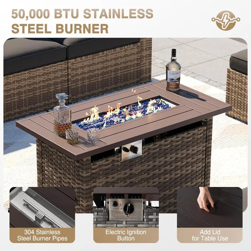 Hign-concerned 8-Piece Patio Furniture Set With Firepit