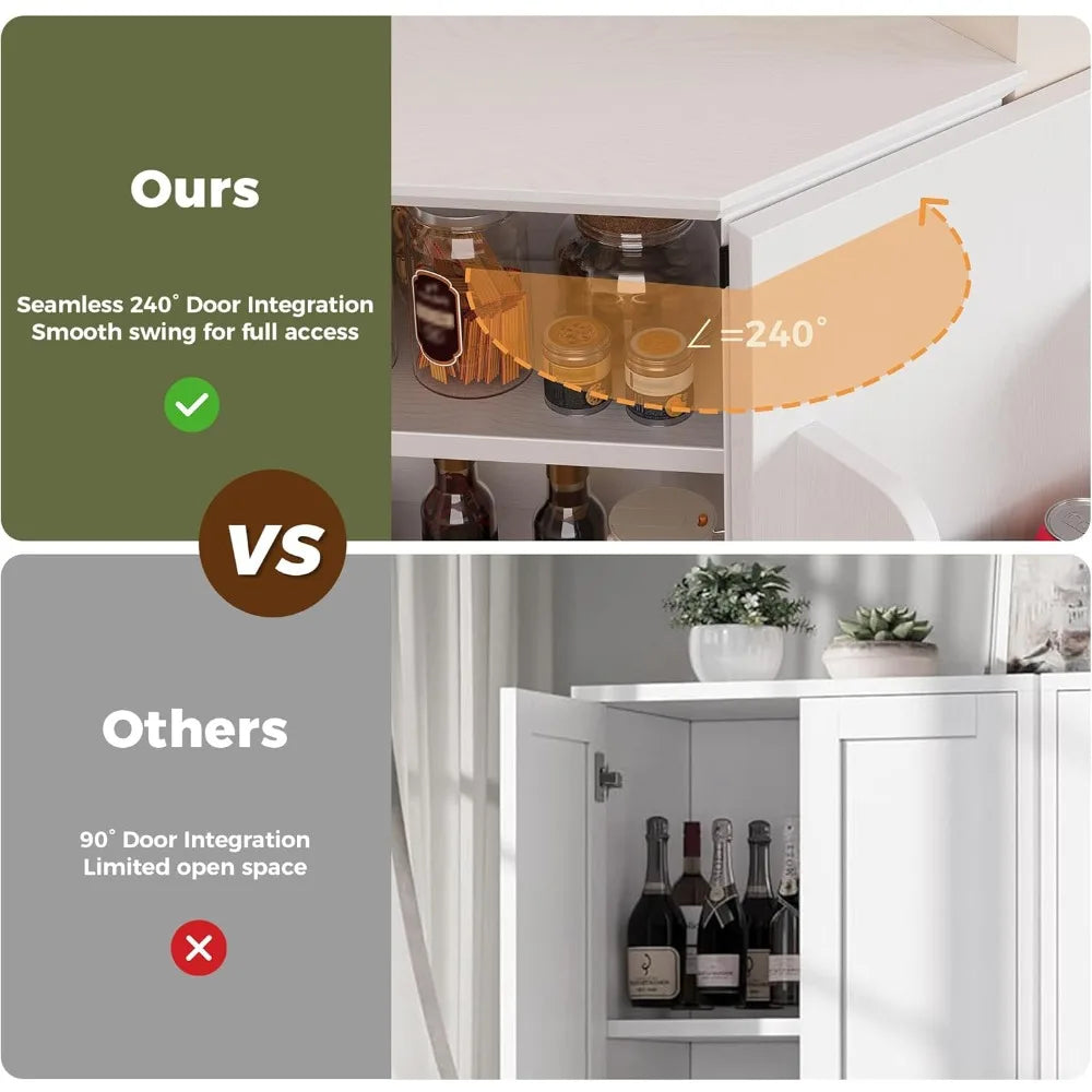 Corner Cabinet, 72" Kitchen Pantry Cabinet, 6-Tier Freestanding Farmhouse Pantry with 4 Adjustable Shelves, 240°Swivel Doors, 2