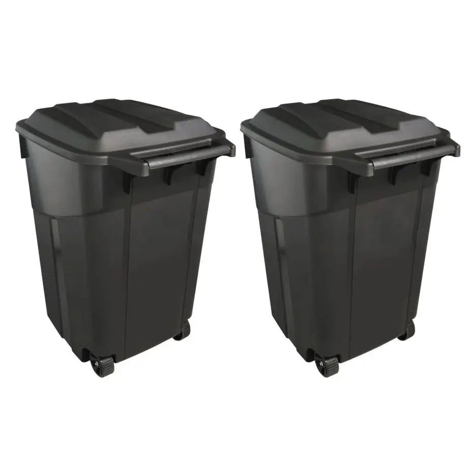 XMSJ Two Pack Heavy Duty Plastic Trash Cans With Lid