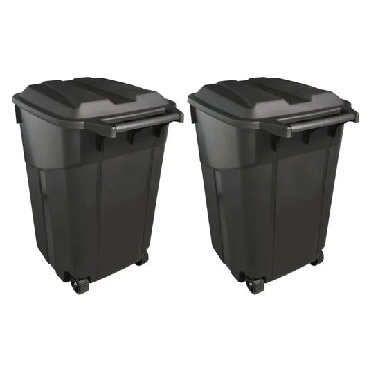 XMSJ Two Pack Heavy Duty Plastic Trash Cans With Lid