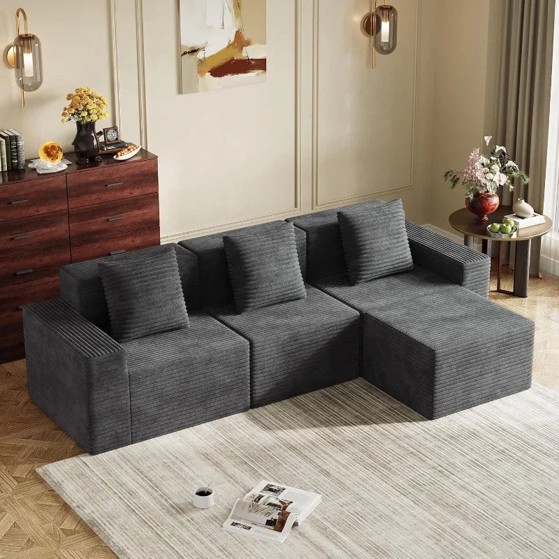 U Shape Sectional Sofa With Storage Chaise And Sleeper