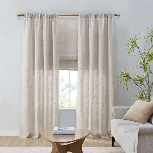 Hign Concerned Linen Blend Light Filtering Curtain Panels