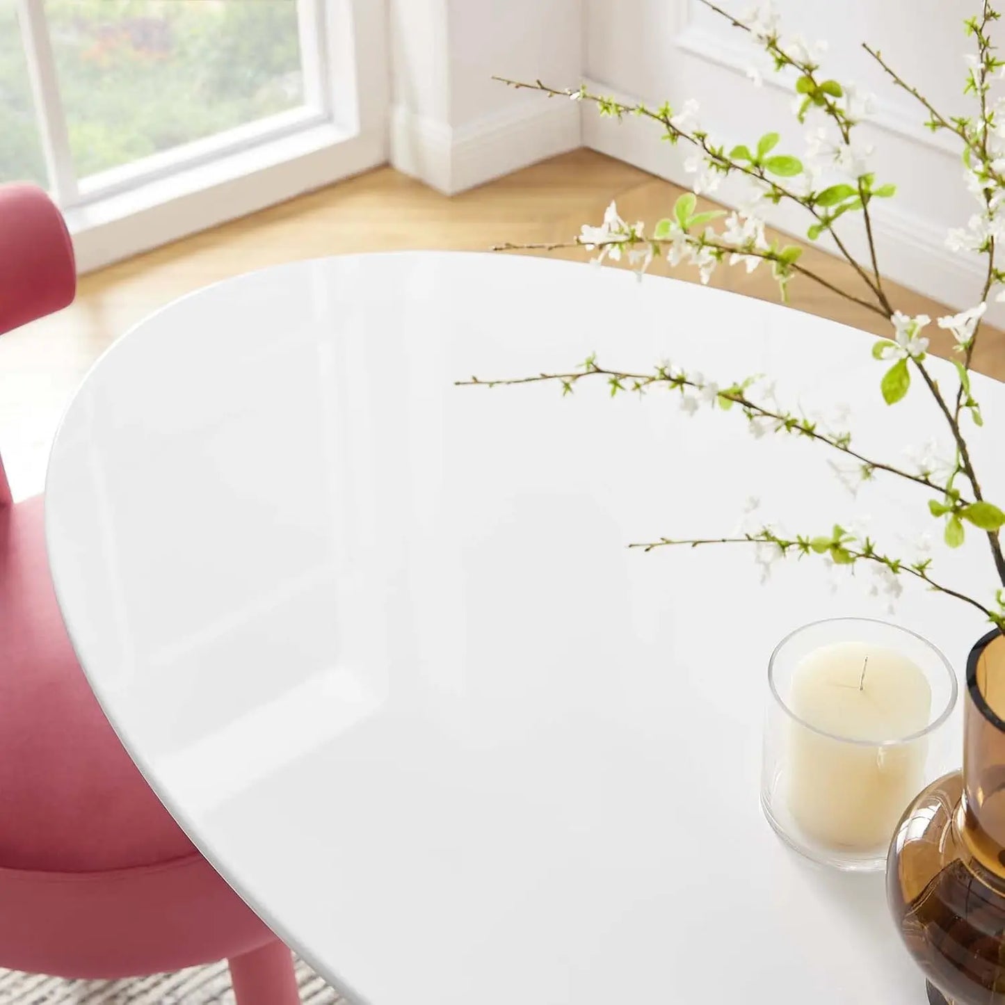 XMSJH Lippa Mid Century Modern Oval Dining Table Pedestal