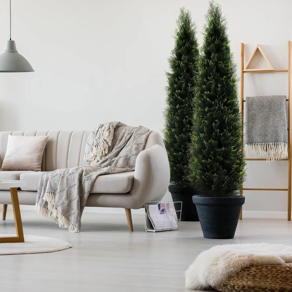 Eve 2 Pack Artificial Cedar Topiary Trees Outdoor Decor