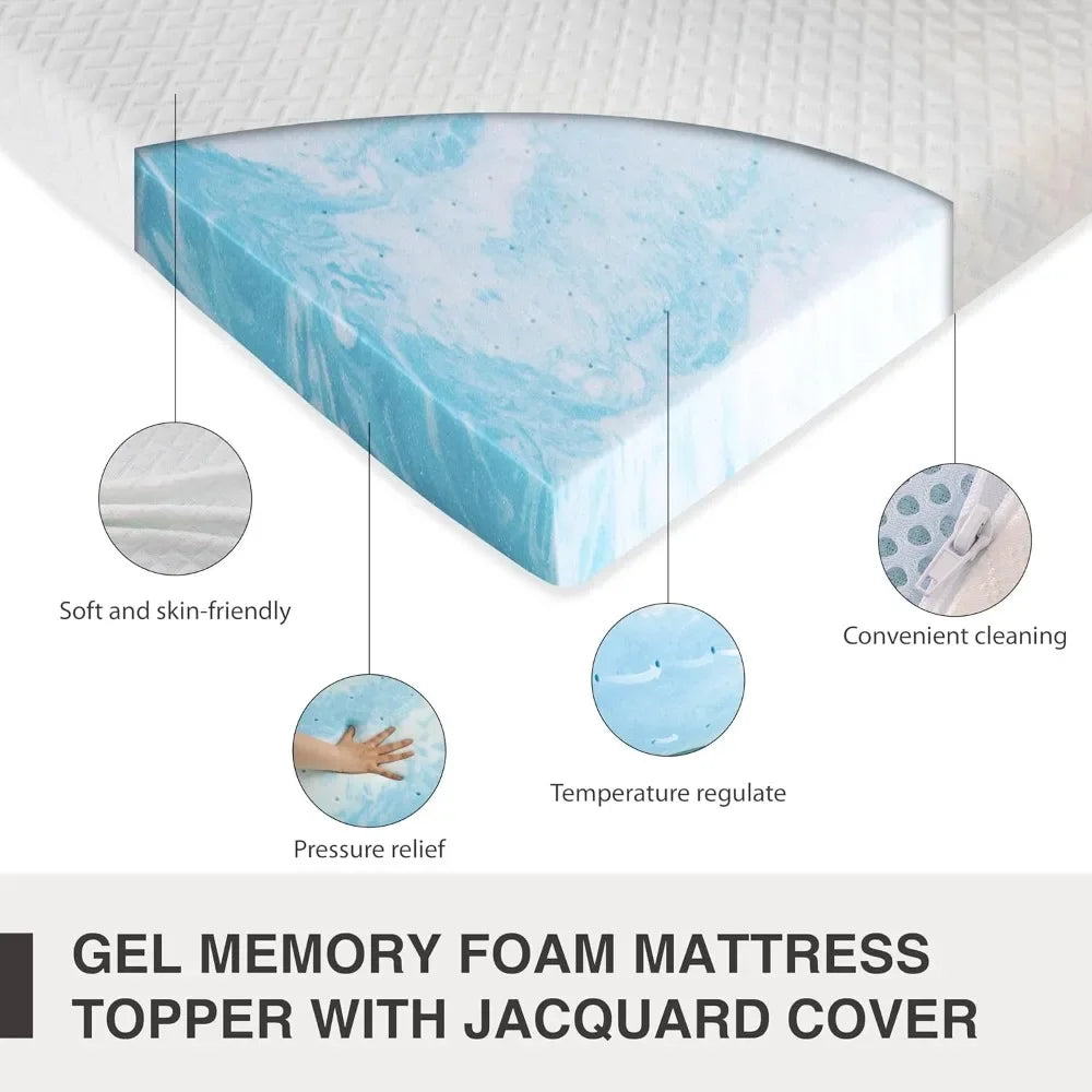 High-concerned Gel Memory Foam Mattress Topper With Removable Cover
