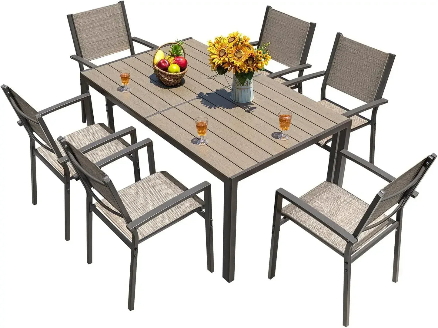 XMSJ Patio Dining Set 7 Pieces Outdoor Furniture With Table