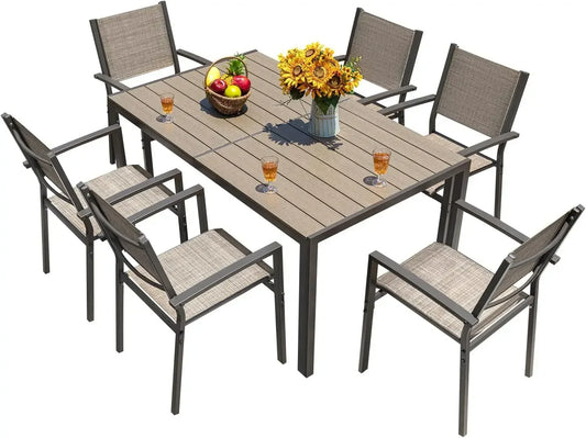 XMSJ Patio Dining Set 7 Pieces Outdoor Furniture With Table