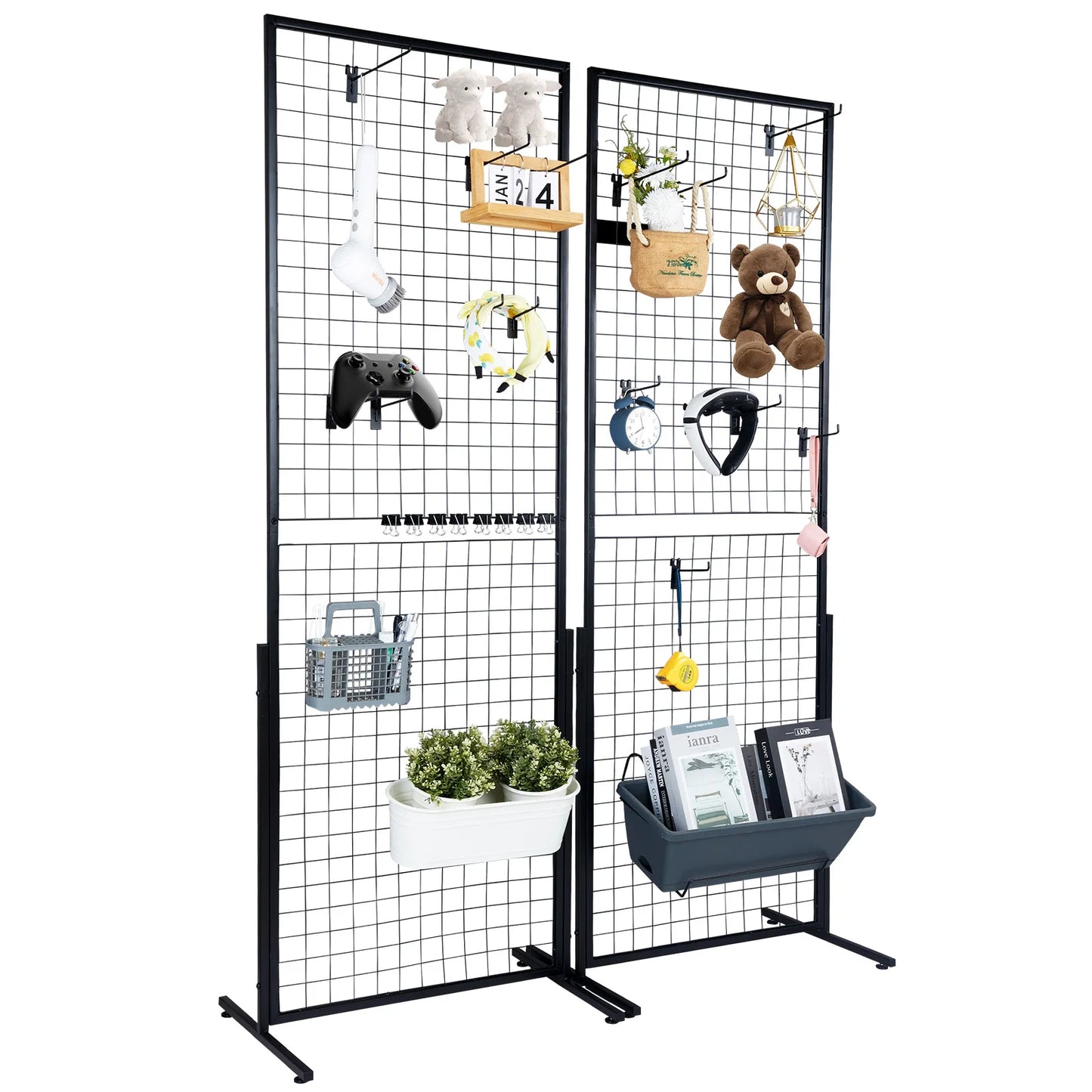 SucceBuy Grid Wall Panels Double Sided Gridwall Display Racks Hooks