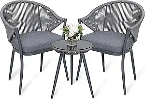 Outdoor Patio Bistro Set 3-Piece Iron Table And 2 Chairs