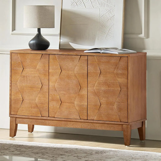 Modern 3D Geometric Sideboard Cabinet With 3 Doors