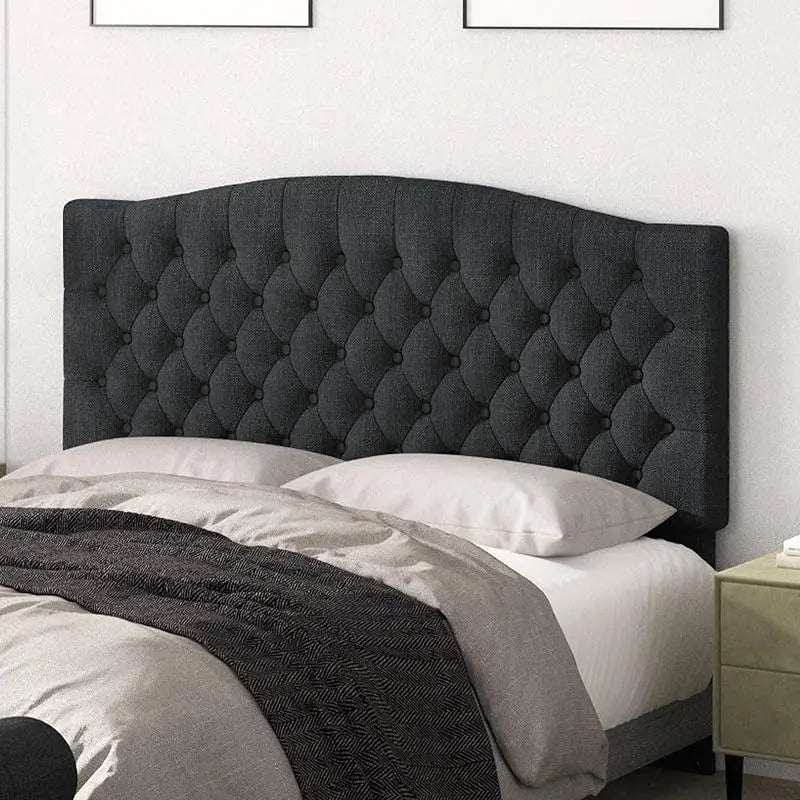 King Headboard Only, Upholstered Head Board for Adjustable Bed Velvet Tufted Cal  Size Wall Mounted
