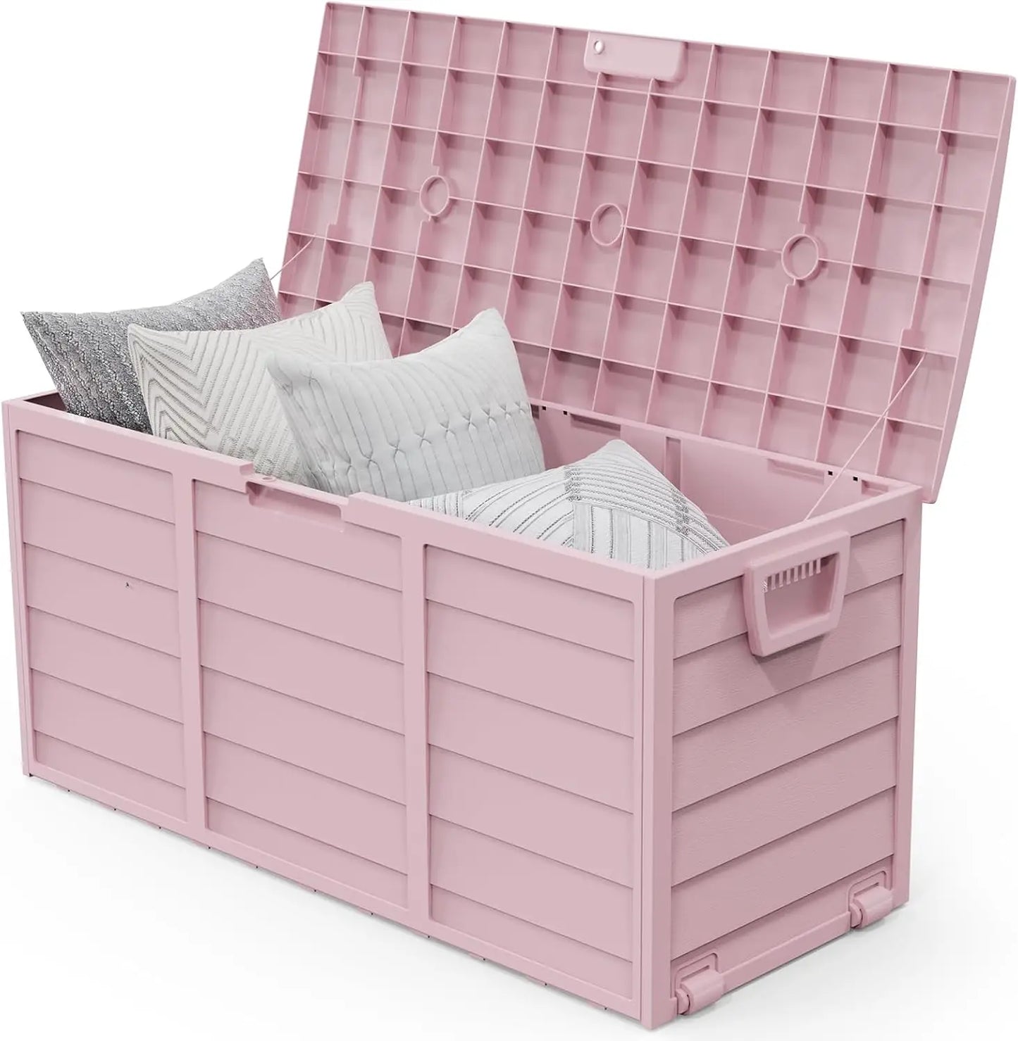 Upgraded 75 Gallon Outdoor Storage Box, Lockable Plastic Storage Containers with Lid, Patio Deck Box Furniture for Garden