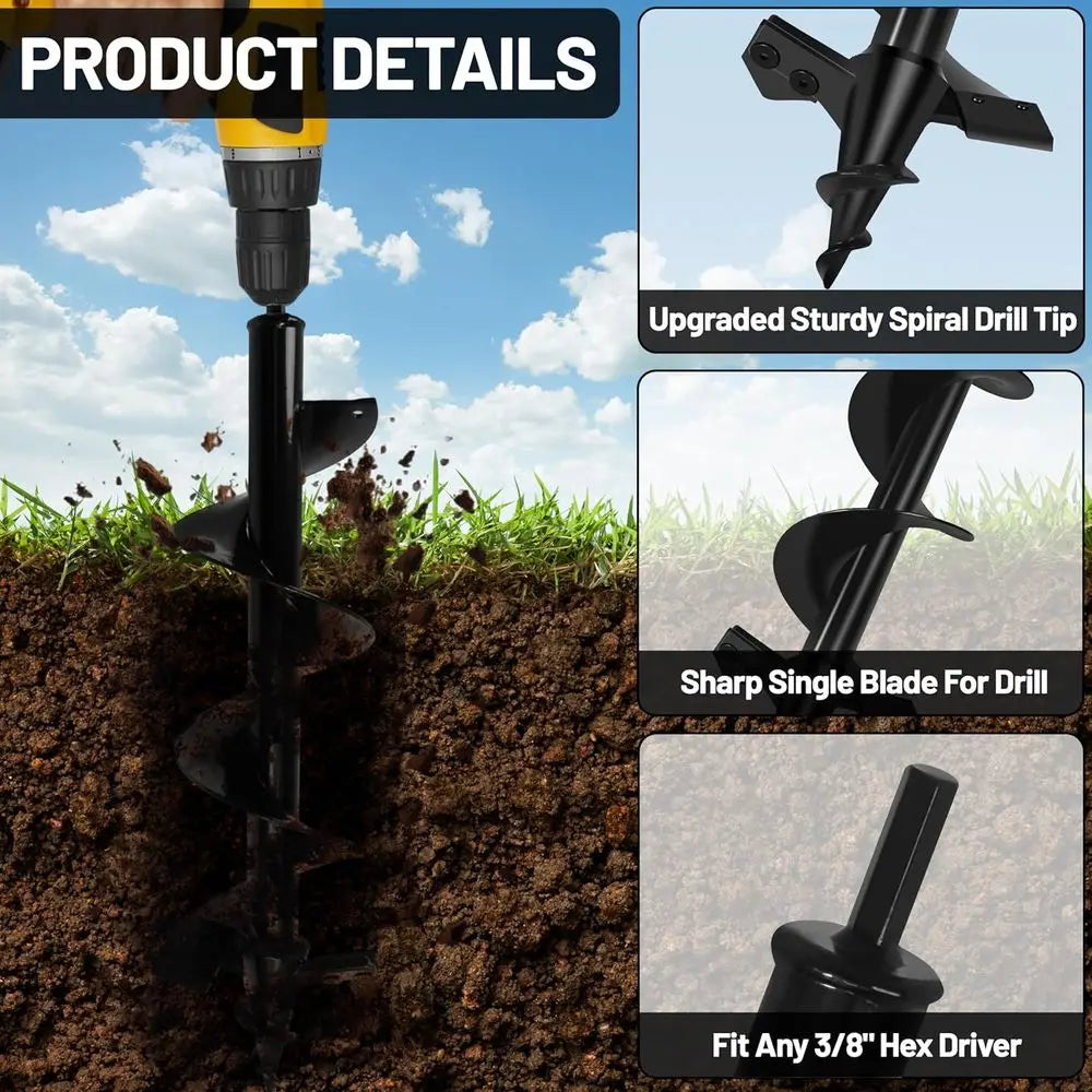 Post Hole Auger Drill Bit For Garden 101 Millimeters Spiral Blade Heavy Duty