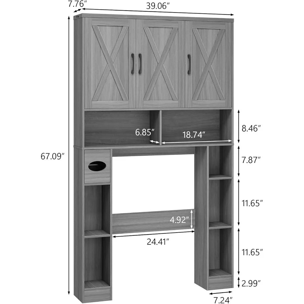 Rustic Over-The-Potty Storage Cabinet With Barn-Style Doors