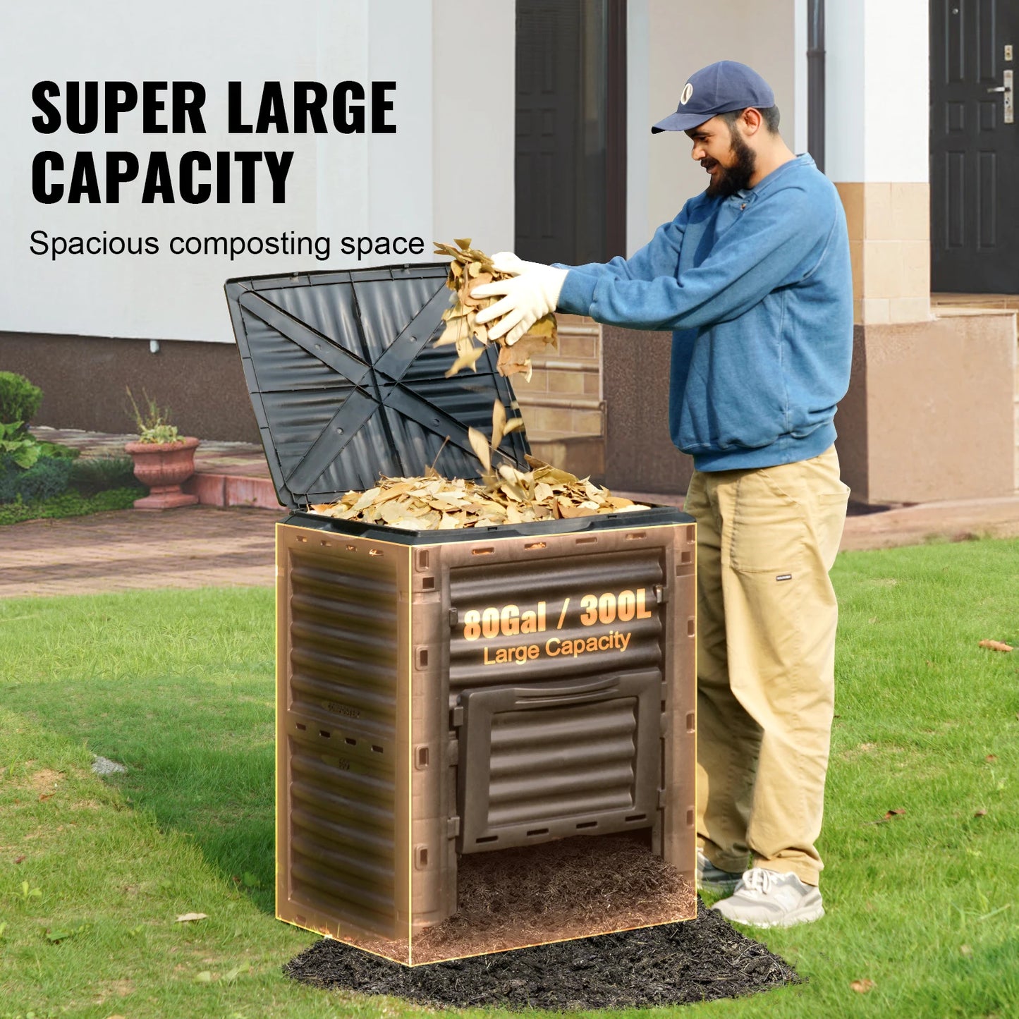 SucceBuy Garden Compost Bin 80 Gal Outdoor Composter