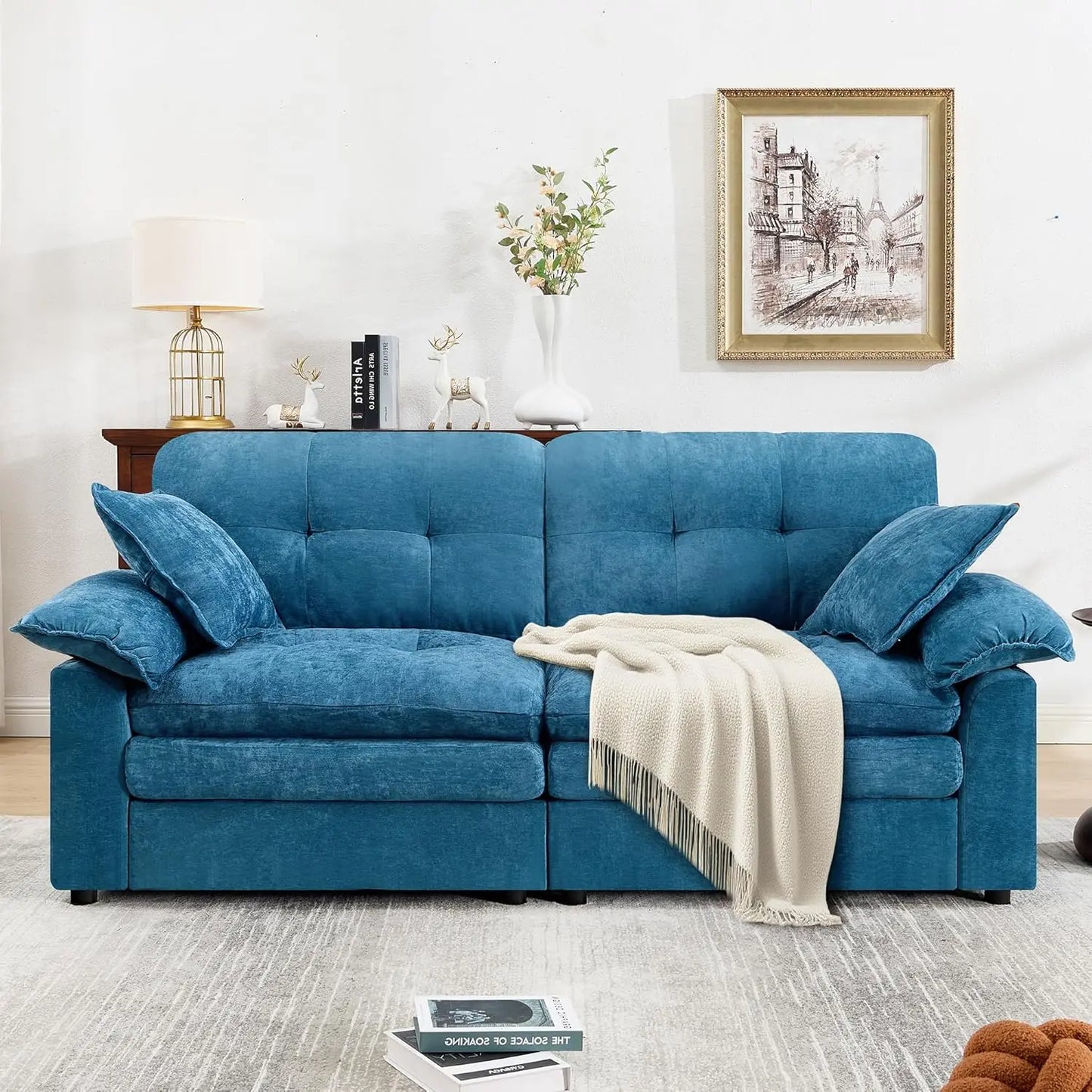 84" Modern Chenille Loveseat - Double-Layer Cloud Cushion, Deep Seat, Sturdy Frame, Easy Assembly, Multi-Room