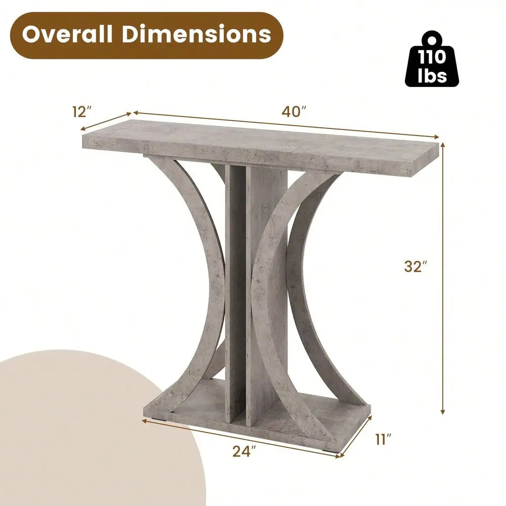 Entryway Table With Geometric Metal Frame For Living Room