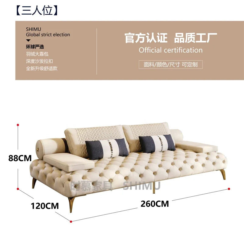 DUTRIEUXCN Italian Genuine Leather Sectional Sofa 3 Piece Set