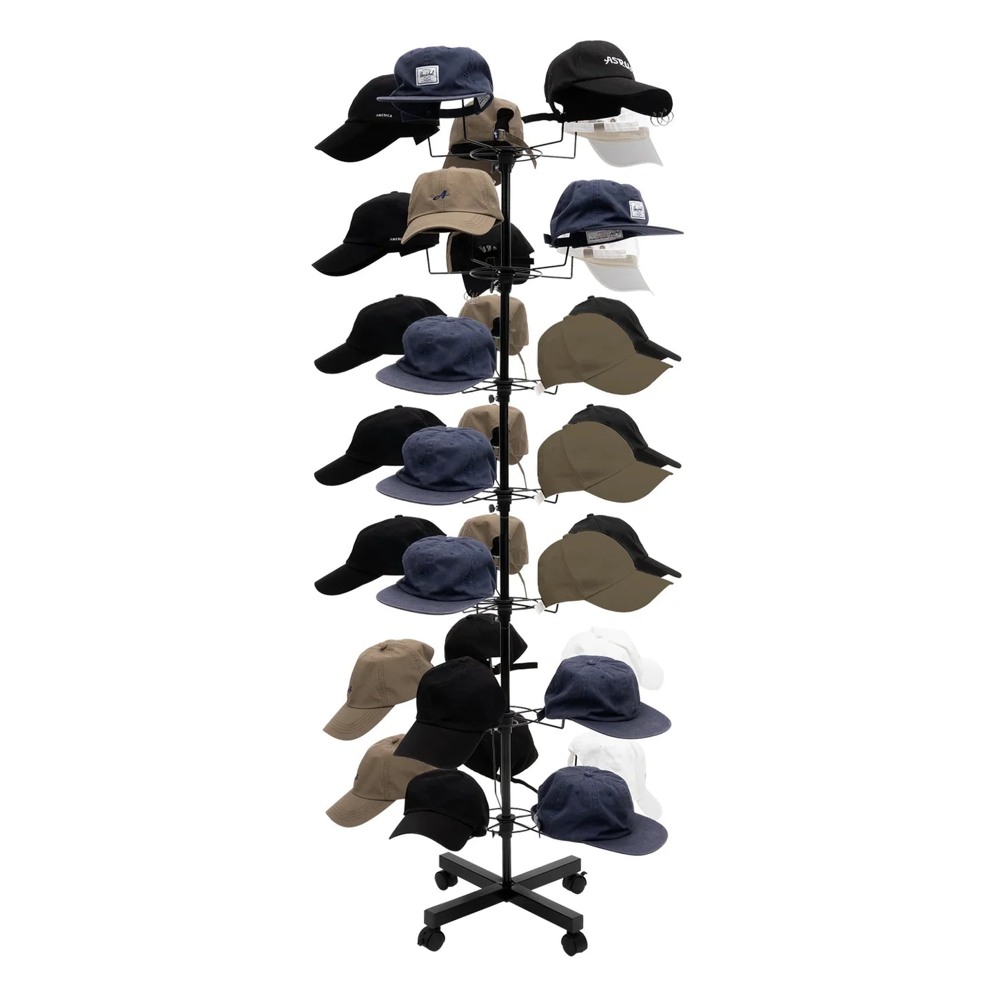 7-Tier Metal Black 35 Hat Cap Display Rotating Stand Holder Retail Store Rack