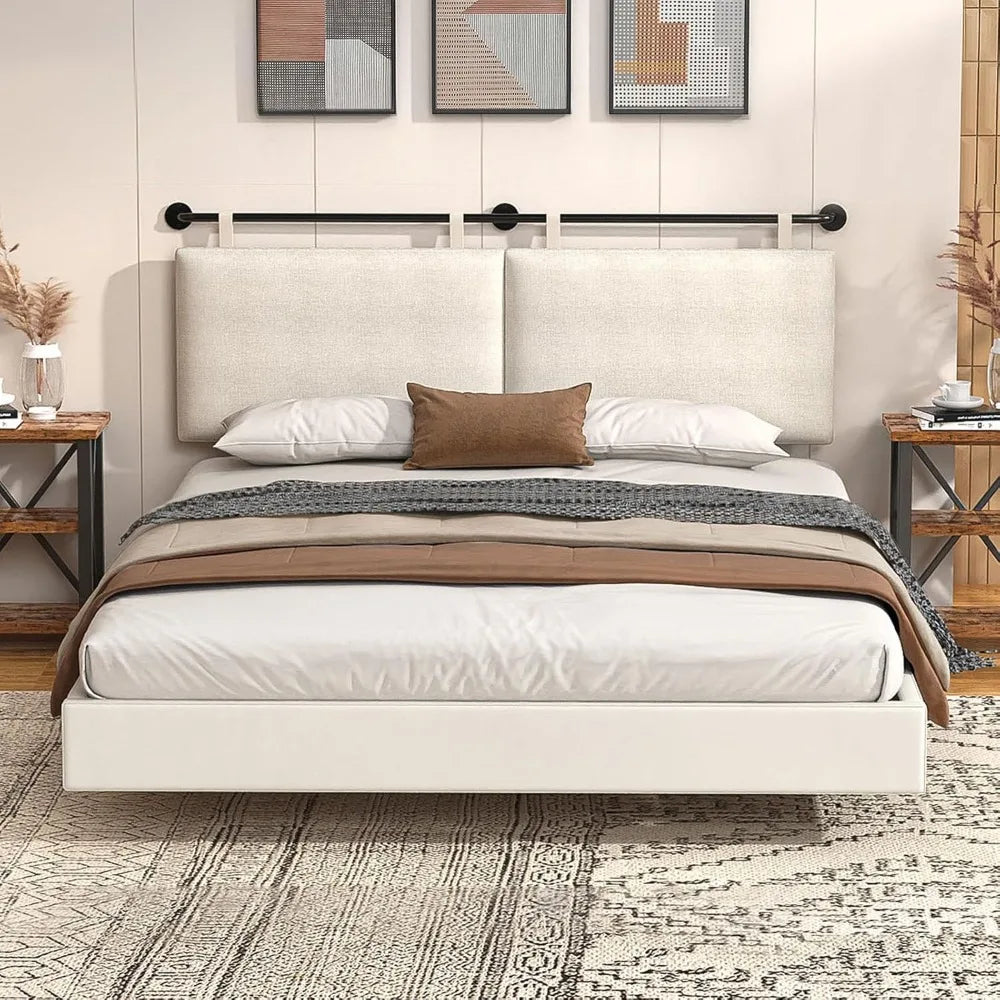 Queen Size Linen Upholstered Wall-Mounted Headboard for Bed