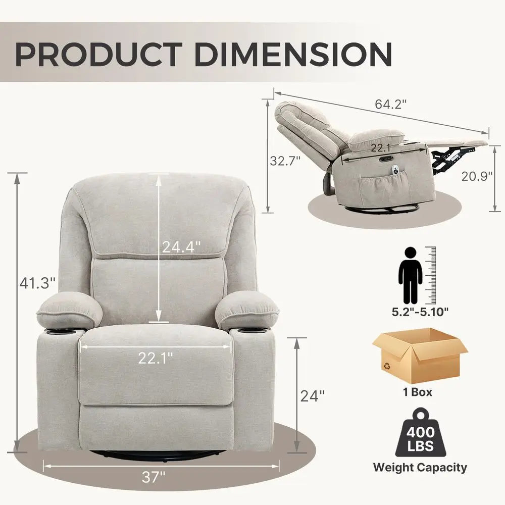Electric Recliner Chair With Massage Function And Glider