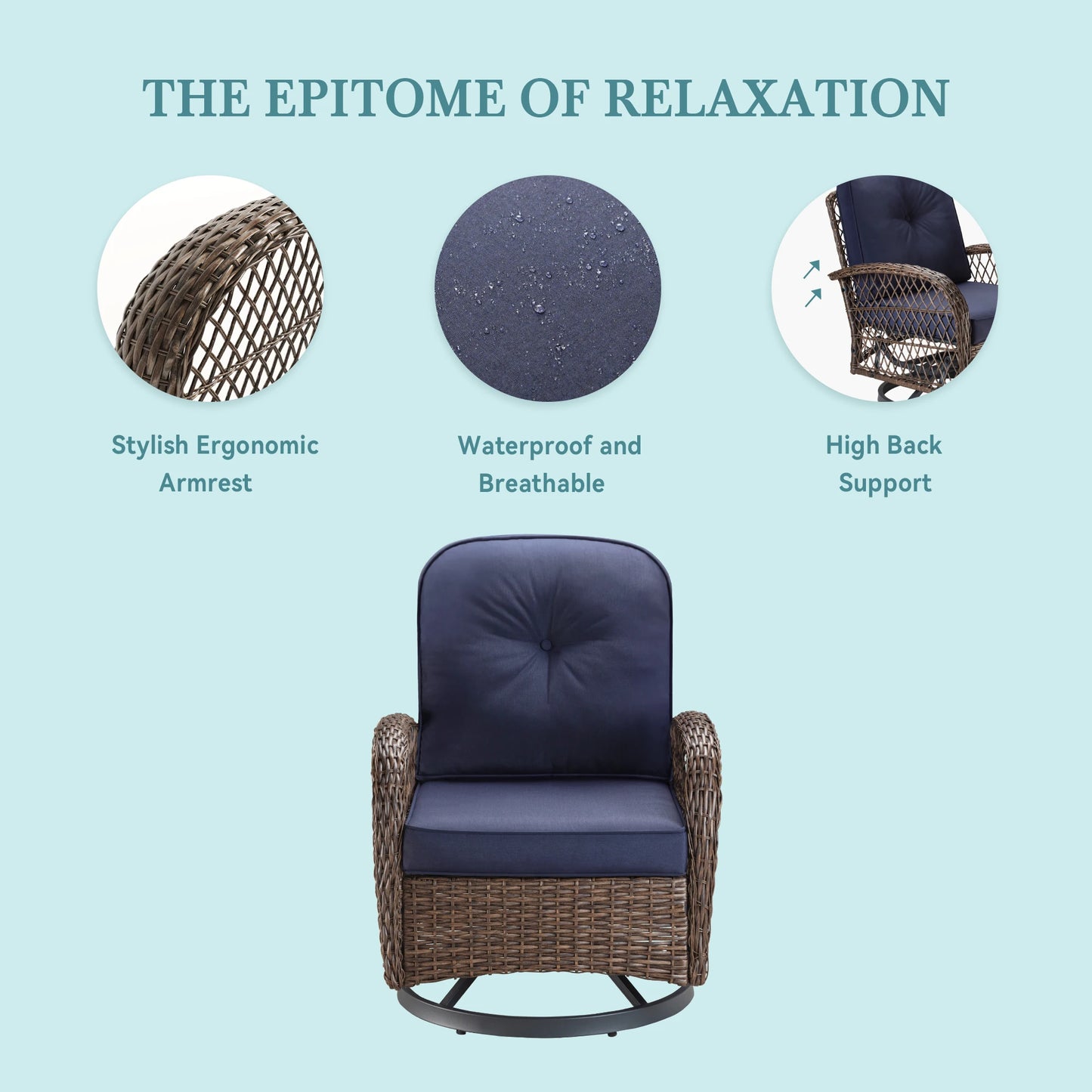 HOOMIC Three Piece Outdoor Patio Furniture Set Rattan Chairs