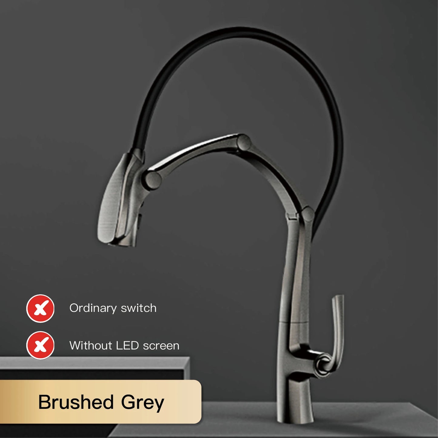 Luxury brass gun gray kitchen faucet Digital display Intelligent induction magnetic suction Pull-Out design Cold & hot sink Tap
