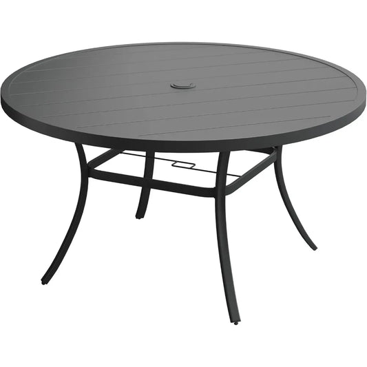 Outdoor All Weather Metal Round Patio Table With Umbrella Hole