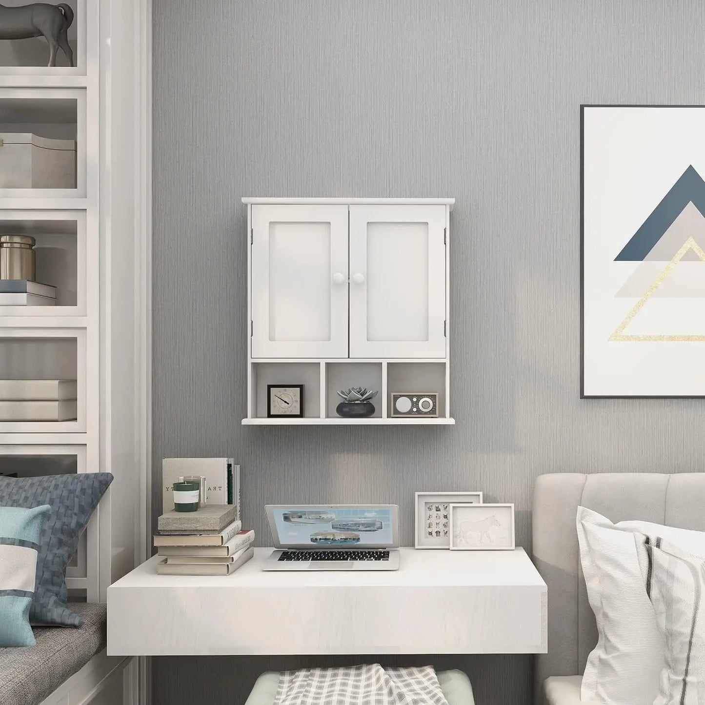 Wall Mounted Bathroom Cabinet With Adjustable Shelves Over Toilet Storage