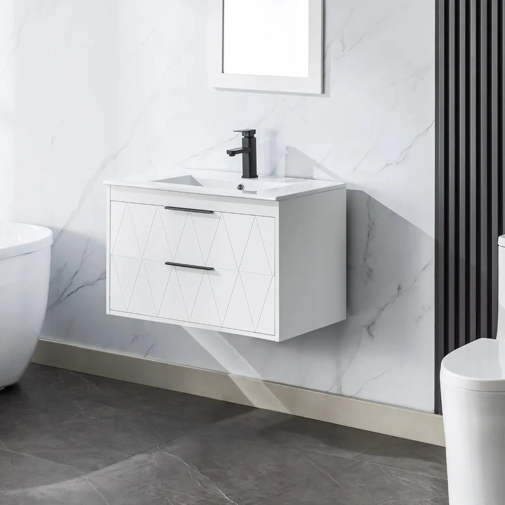 DAFIFY Wall Mounted Vanity Cabinet With Sink And Soft Close