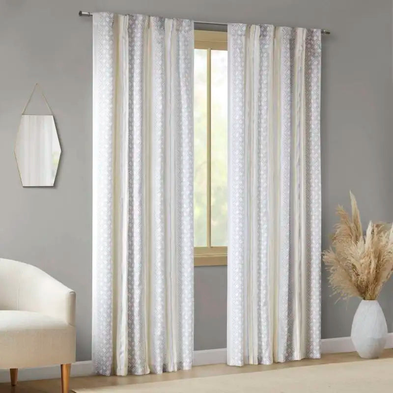 Hign-concerned Curtain Panels Tufted Stripe Poly 2-Pack