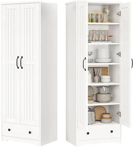 Wooden Storage Cabinet With Adjustable Shelves And Doors