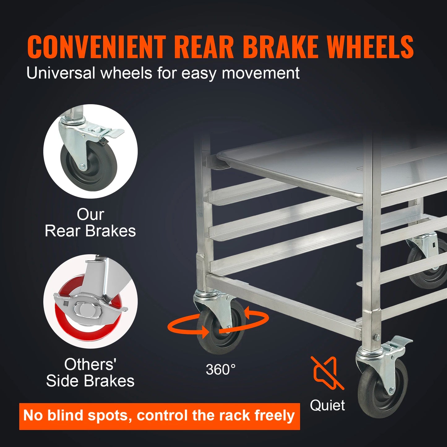 SucceBuy Bun Pan Rack With Brake Wheels For Commercial Bakery