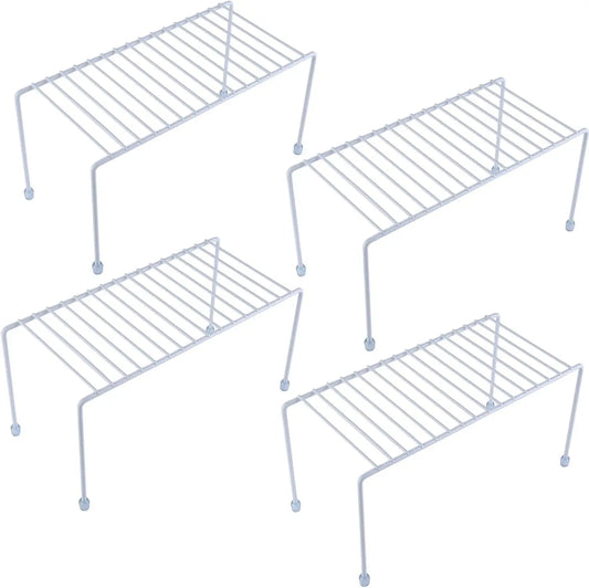 XMSJ Kitchen Shelf Organizer 4 Pack For Cabinet Fridge Bathroom