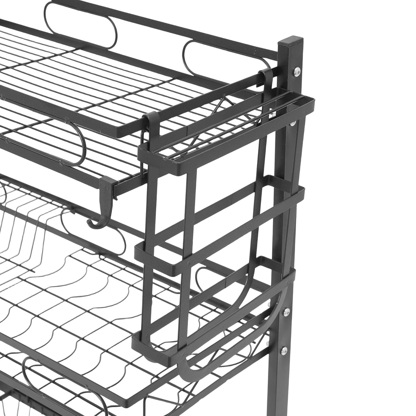 Two Tier Over Sink Dish Drying Rack Carbon Steel Above Sink Drainer Kitchen Organizer For Kitchen Counter 62 To 82 Cm