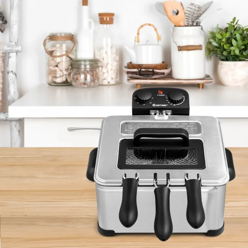 HAOYUNMAH Deep Fryer 5.3 Qt 1700W Stainless Basket Plus