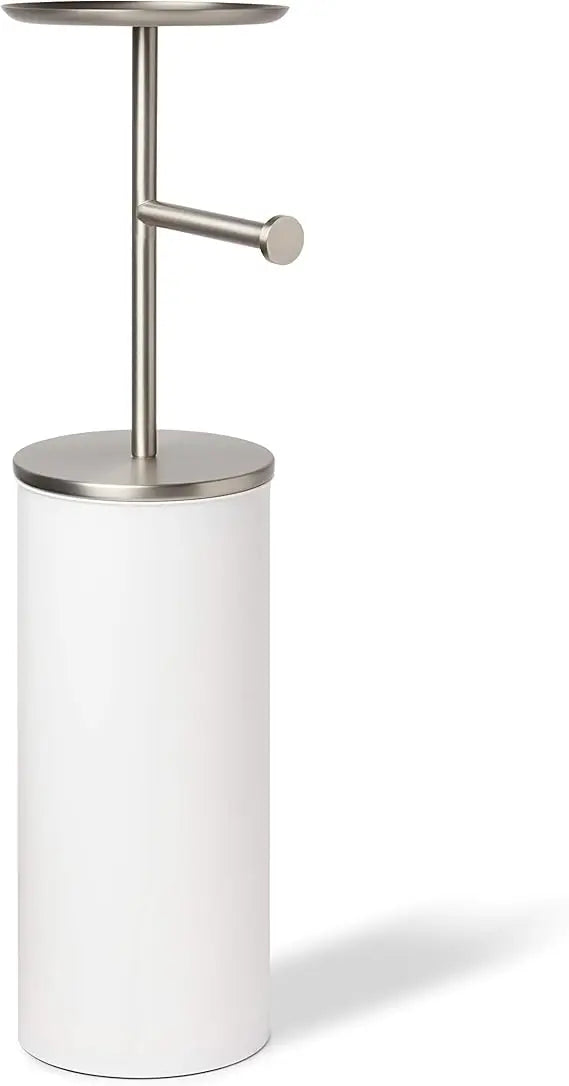 Portaloo Toilet Paper Stand and Reserve, White/Nickel