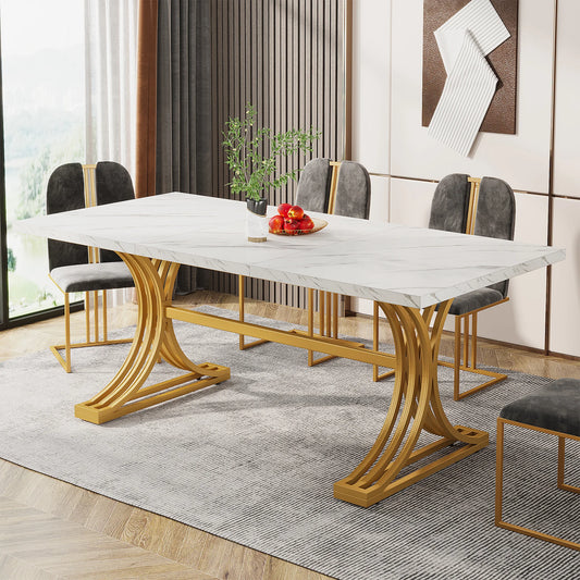 Tribesigns Dining Table For 4 To 6 Modern Faux Marble