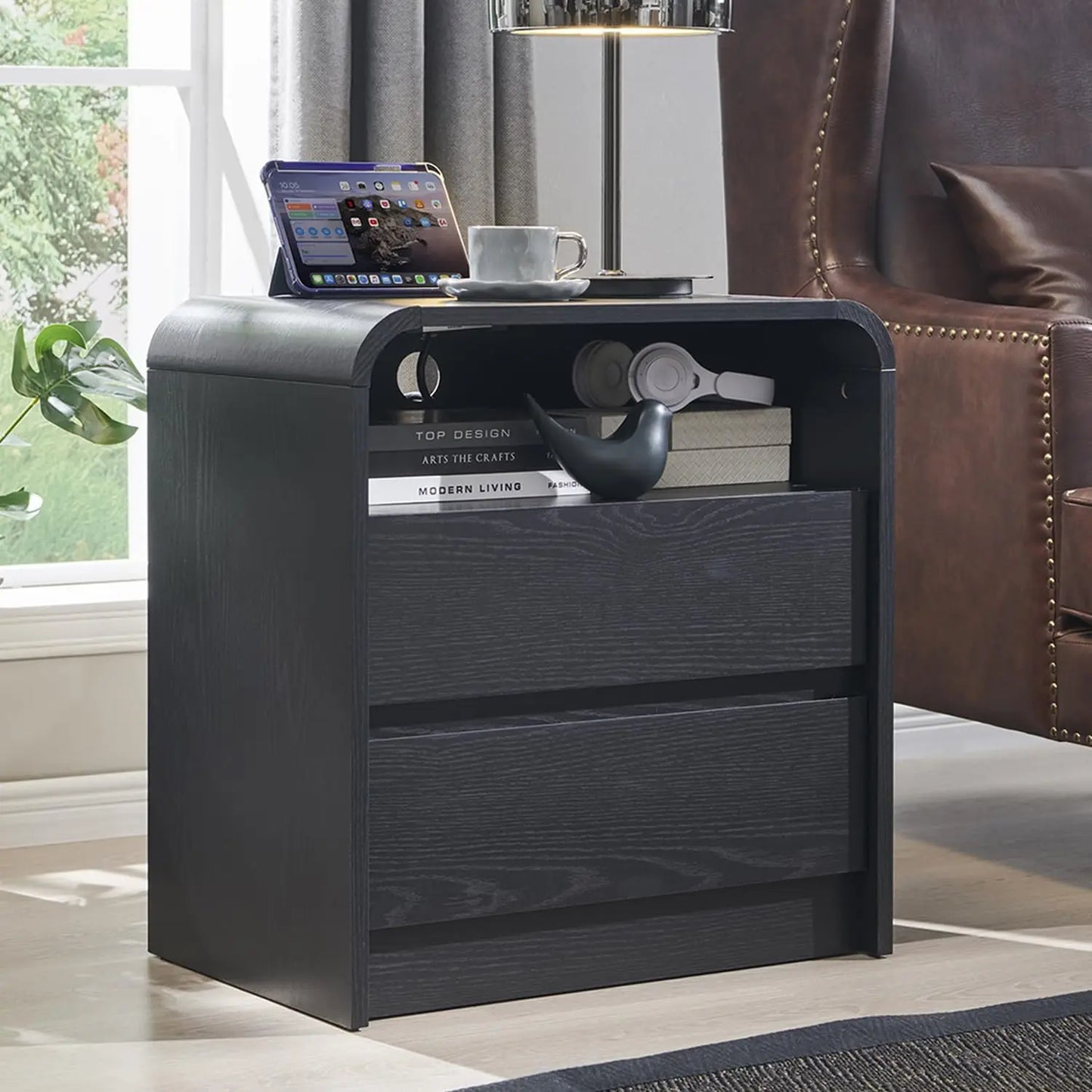 GYROOR Nightstand With Charging Station Bedside Table With Drawers