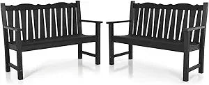 DAFIFY Outdoor Bench Set of 2 Weatherproof Garden Benches