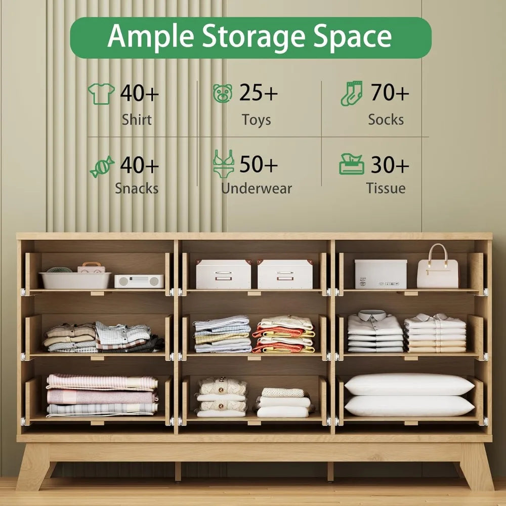 Fluted Dresser With Drawers Modern Wood Chest TV Stand