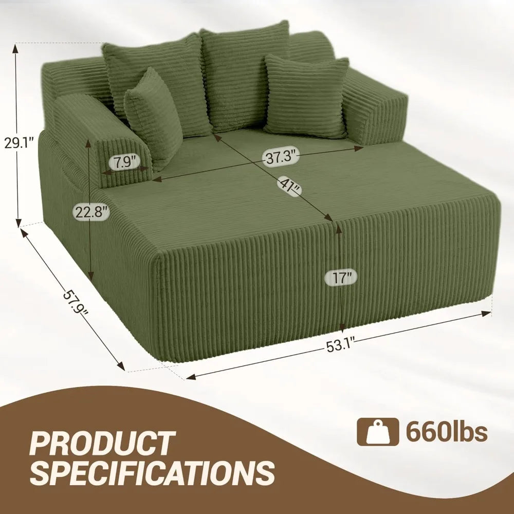 L Shaped Chaise Lounge Sofa Bed With Armrests And Pillows
