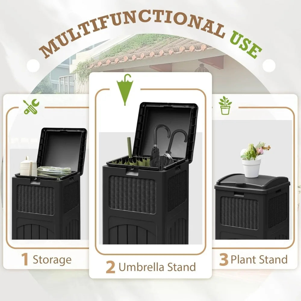 Outdoor Trash Can With Lid Waterproof Plastic Waste Bins For Garden