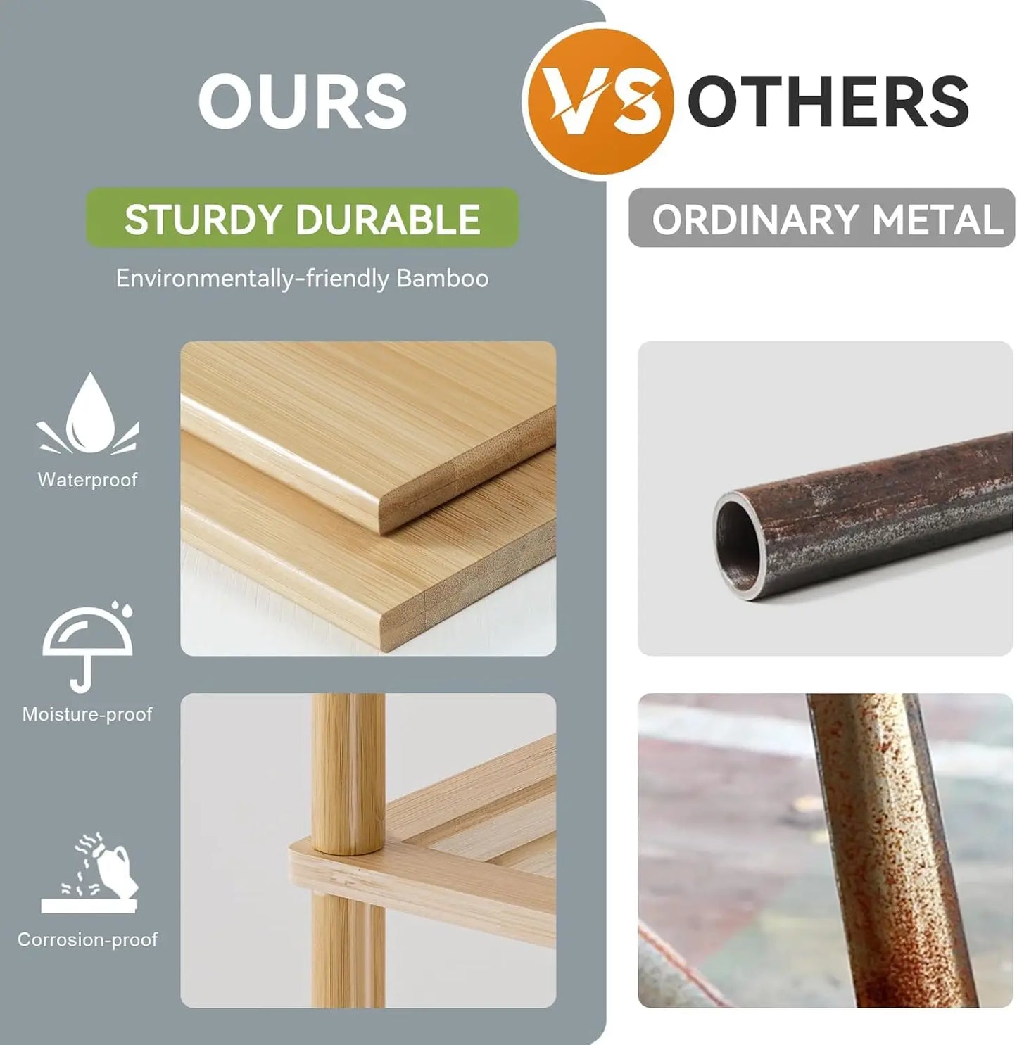 Bamboo 4 Tier Storage Shelf Multifunctional Space Saver For Home