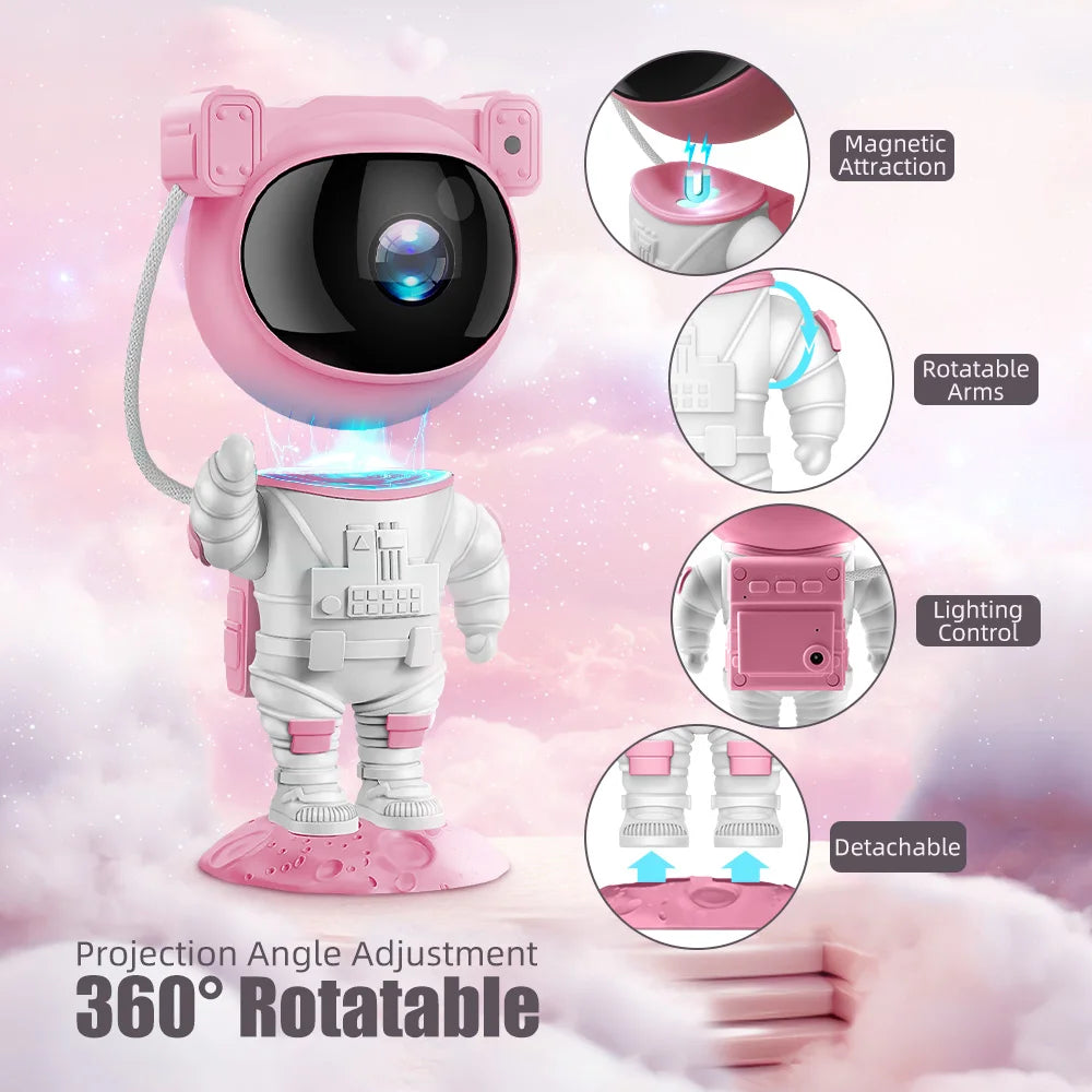 AG AceGamer Astronaut Galaxy Projector Night Light With Timer