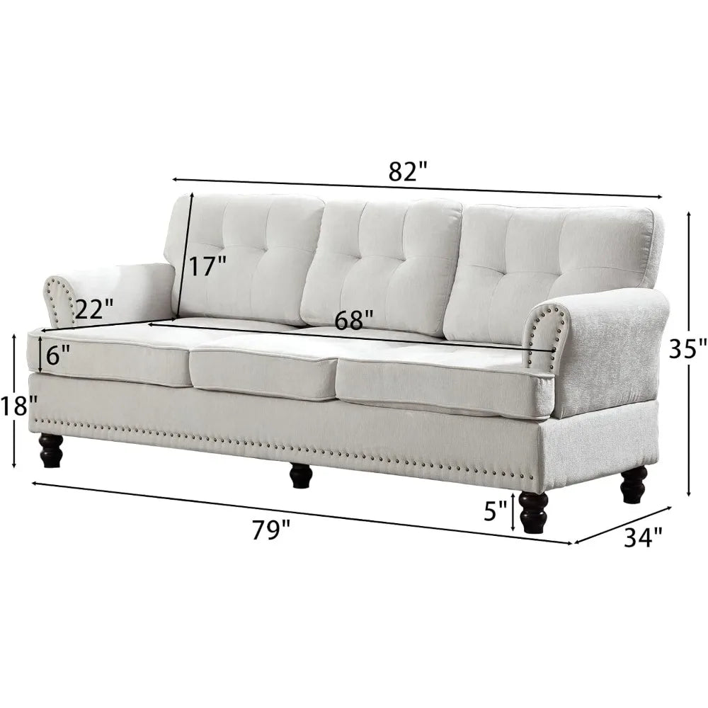 Mid Century Rivet Design Loveseat Sofa With Wooden Feet