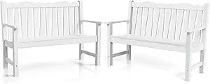 DAFIFY Outdoor Bench Set of 2 Weatherproof Garden Benches