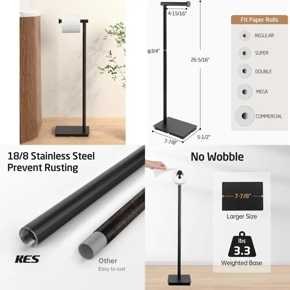 Toilet Paper Holder Stand 26.2 Inch Toilet Tissue Holder for Bathroom, Free Standing Toilet Paper Holder SUS304 Stainless Steel