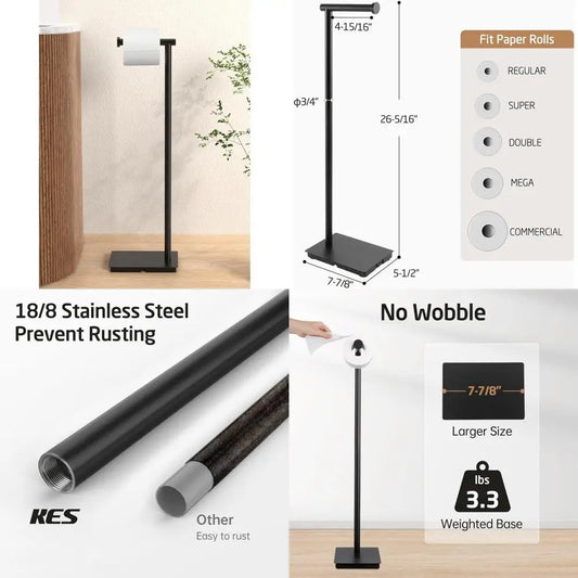 Toilet Paper Holder Stand 26.2 Inch Toilet Tissue Holder for Bathroom, Free Standing Toilet Paper Holder SUS304 Stainless Steel